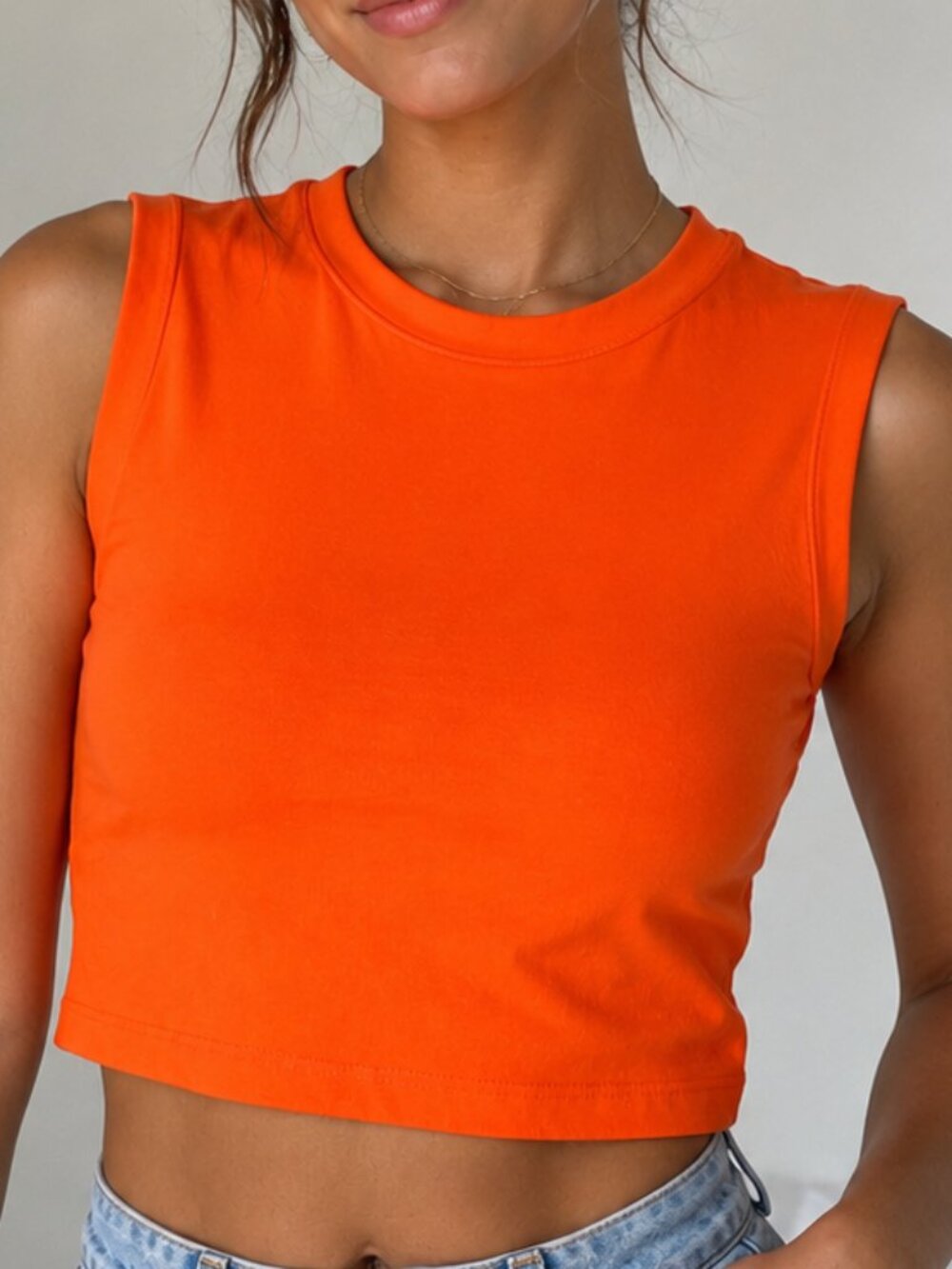 Zara Bright Orange Sleeveless Crop Top Size M
